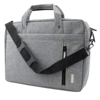 Nilox Borsa per Notebook/Laptop 15.6" 4 Ampi Scomparti Aggancio per Trolley Manico e Tracolla Tasche Aggiuntive Grigio