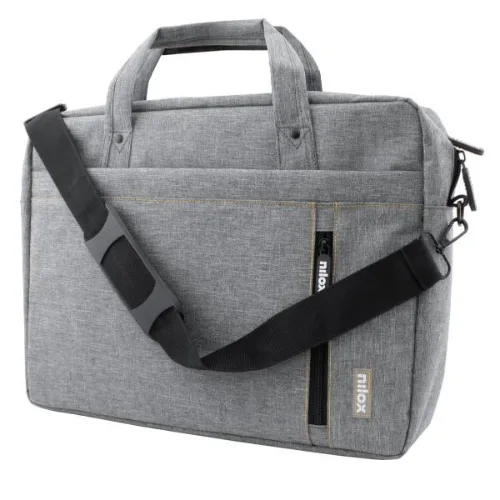 Nilox Borsa per Notebook/Laptop 15.6" 4 Ampi Scomparti Aggancio per Trolley Manico e Tracolla Tasche Aggiuntive Grigio