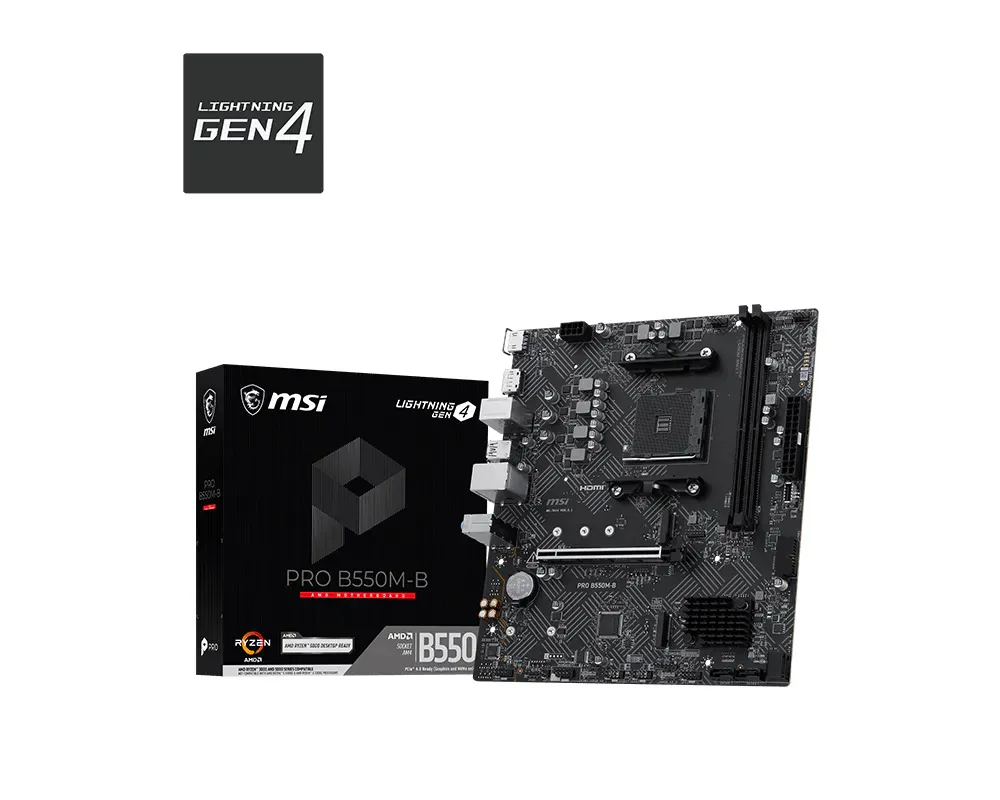 MB MSI PRO B550M-B AM4 2D4 2M.2 4S3 1PCIE 6USB2 D-SUB/HDMI/DP MATX
