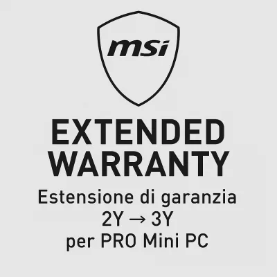 ESTENSIONE DI GARANZIA MSI EXT 1Y PER PRO MINI PC ESTENSIONE 1 ANNO