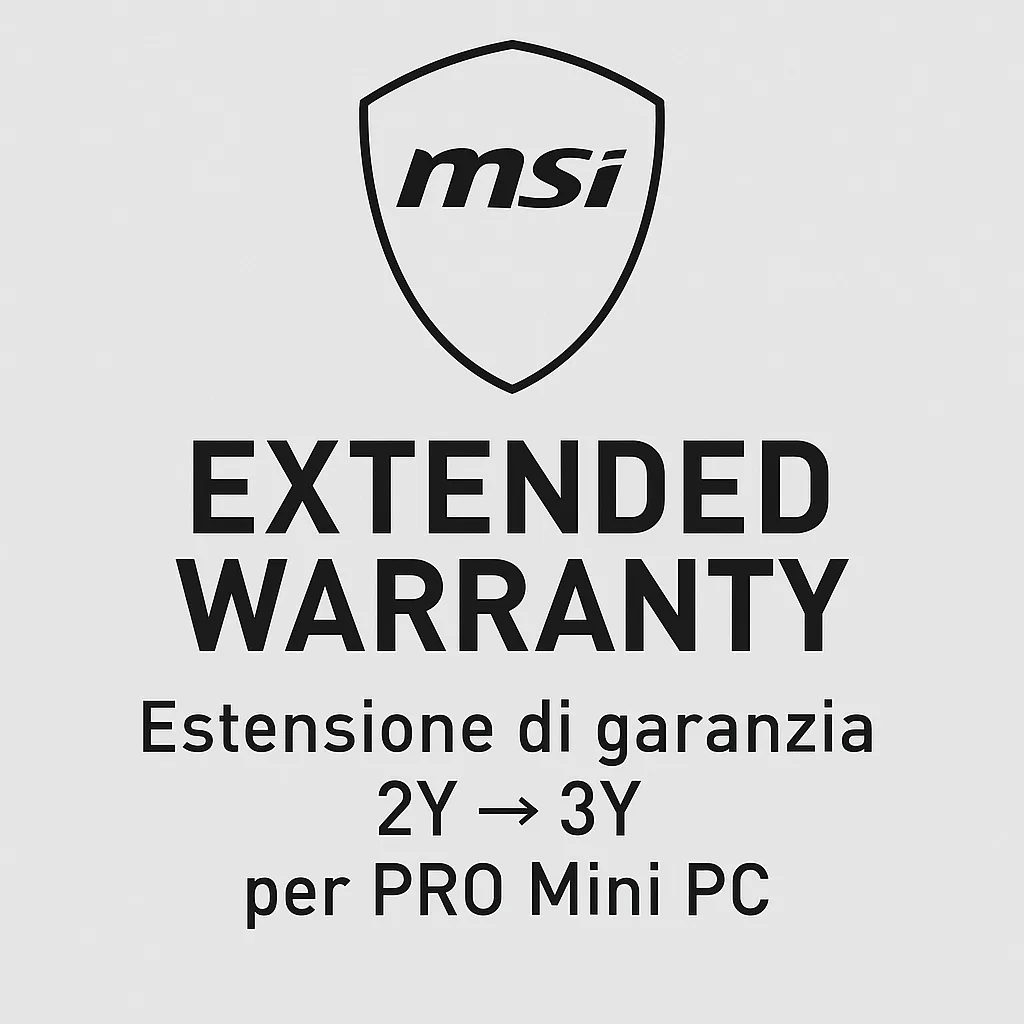 ESTENSIONE DI GARANZIA MSI EXT 1Y PER PRO MINI PC ESTENSIONE 1 ANNO