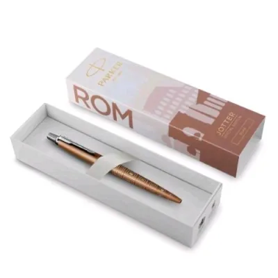 Parker Jotter Edizione Spaciale Roma Penna a Sfera a Scatto Punta Conica Puntale Cromato Inchiostro Blu Confezione Regalo