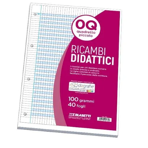 Blasetti Ricambi Didattici A4 100 g Quadretti 0Q 40 Fogli Bianco