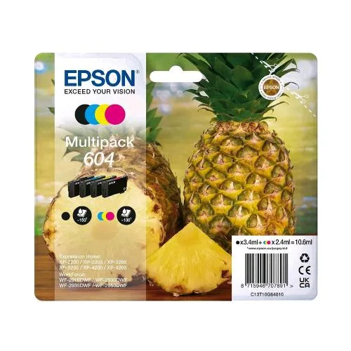 Epson 604 Cartuccia Inchiostro Ink Originale Multipack 4 Colori Nero Ciano Magenta Giallo Resa Standard
