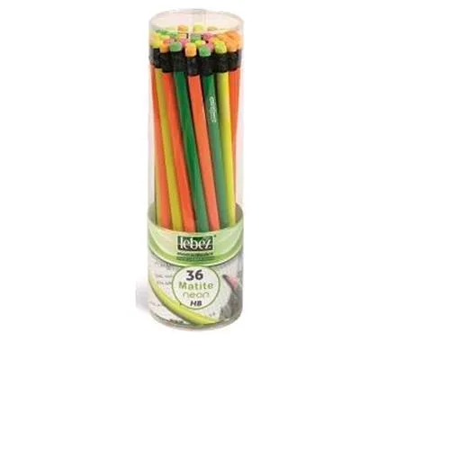 Lebez Matite con Gomma Fusto Neon Barattolo Conf 36 Pz.
