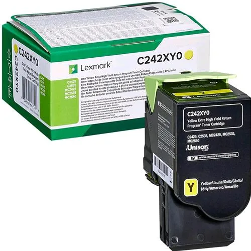 Lexmark C242XY0 Toner Giallo 3.500 Pagine per C2425DW / C2535DW / MC2425ADW / MC2535ADWE / MC2640ADWE
