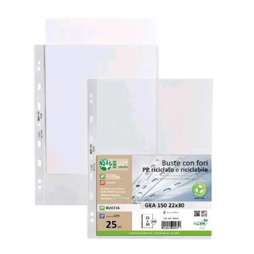 Sei Rota Gea 150 Buste con Foratura Universale in PP 220X300 mm Finitura a Buccia Trasparente Conf 25 Pz.
