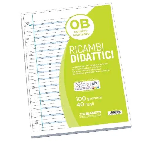 Blasetti Ricambi Didattici A4 100 g Righe 0B 40 Fogli Bianco