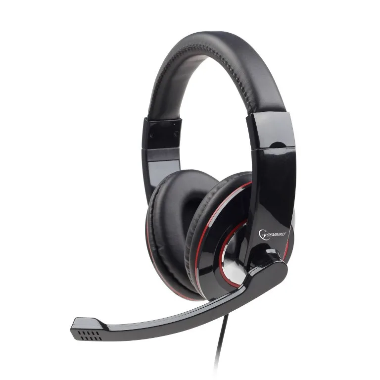 Techmade MHS-U-001CUFFIE Stereo con Microfono USB Colore Rosso Nero