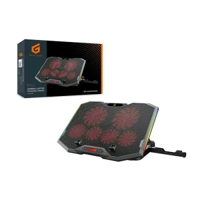 Conceptronic THYIA01B Stand Gaming di Raffreddamento RGB per Notebook fino a 17" 6 Ventole Altezza Regolabile e Supporto per Smartphone Grigio