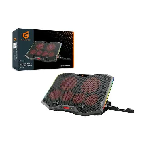 Conceptronic THYIA01B Stand Gaming di Raffreddamento RGB per Notebook fino a 17" 6 Ventole Altezza Regolabile e Supporto per Smartphone Grigio