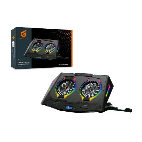 Conceptronic THYIA02B Stand Gaming di Raffreddamento per Notebook fino a 17" 2 Ventole RGB e Supporto per Smartphone Black