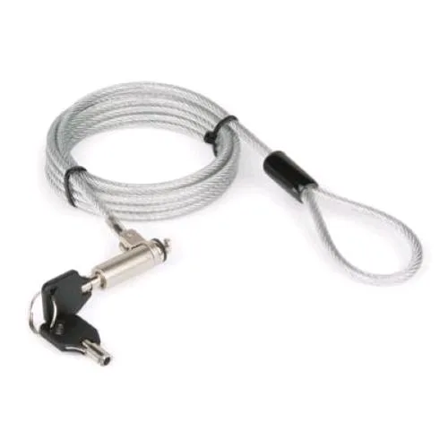 Hamlet XNBLOCK200KMS Cavo di Sicurezza 200 cm con Chiave per Notebook Slim Attacco Low Profile Argento