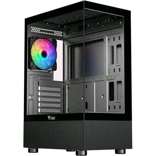 ITEK Showbui 33B Case Gaming Tower ATX 12cm ARGB Fan Pannello Frontale e Laterale in Vetro Temperato Senza Cuciture Nero