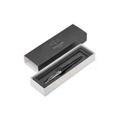 Parker Jotter Penna a Sfera Inchiostro Blu Punta Media Conf. Regalo Colore Black Puntale Cromato