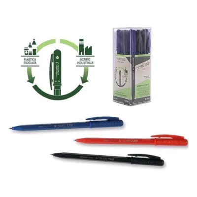 Tratto 1GREEN Penna a Sfera Tratto 0.5 mm Inchiostro Colori Assortiti Conf 24 Pz.