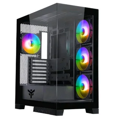 ITEK Showbui 45B Case Gaming ATX Tower 3+1 Ventole Installate 120mm Illuminazione LED RGB Pannello in Vetro Temperato Black
