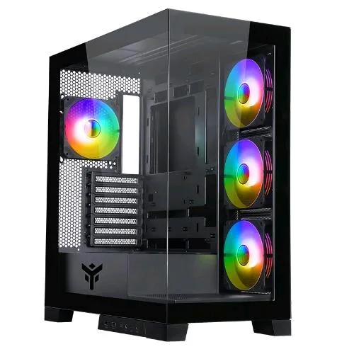 ITEK Showbui 45B Case Gaming ATX Tower 3+1 Ventole Installate 120mm Illuminazione LED RGB Pannello in Vetro Temperato Black