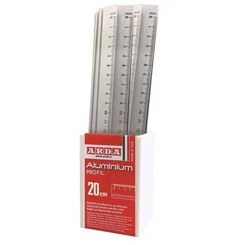 ARDA Barattolo 15 Righelli Linea Alluminio con Tirachina 20 cm