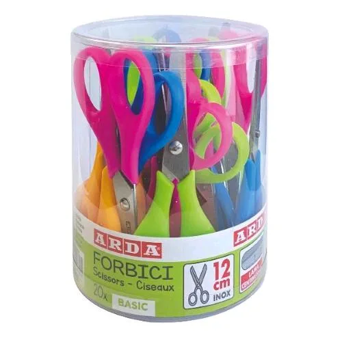 ARDA Basic Forbice 12cm Lame Centimetrate Punta Arrotondata Colori Assortiti Conf 20 Pz.