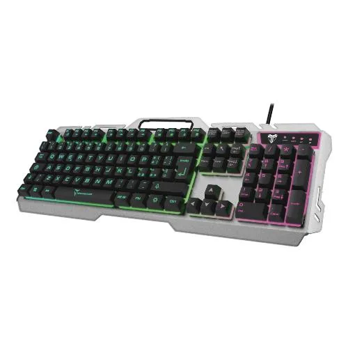 Techmade TM-GK023 Tastiera Metal Gaming USB Iluminazione Tasti Supporto per Smartphone Layout Italiano Argento