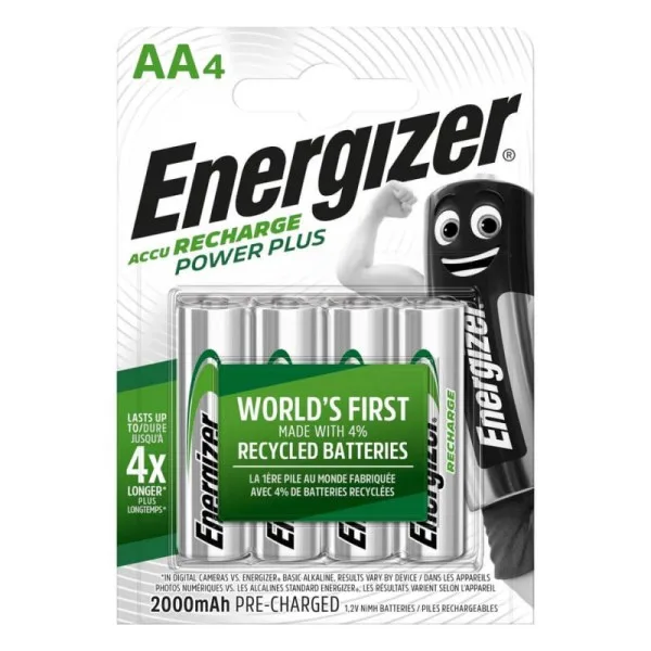 Energizer Power Plus Batteria Ricaricabile Ni-MH Stilo AA 2.000mAh Conf 4 Pz.