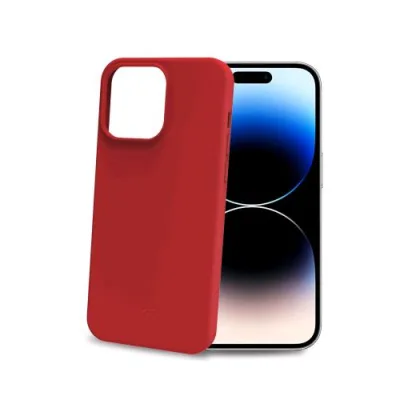 Celly Apple iPHONE 15 Pro Cover in Morbido Tpu con Finiture Soft Touch Red