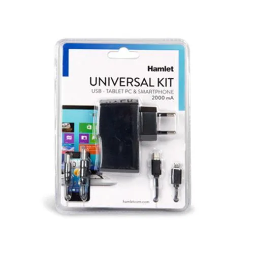Hamlet XPW220MOB Alimentatore Universale 5V 2A USB Adattatori Multipli Colore Nero
