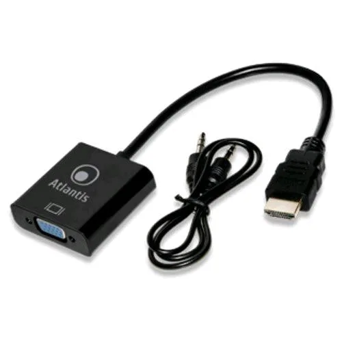 Atlantis Land Atlantis Cavo Adattatore da HDMI a VGA con Audio Analogico (Jack 3,5MM) 20cm