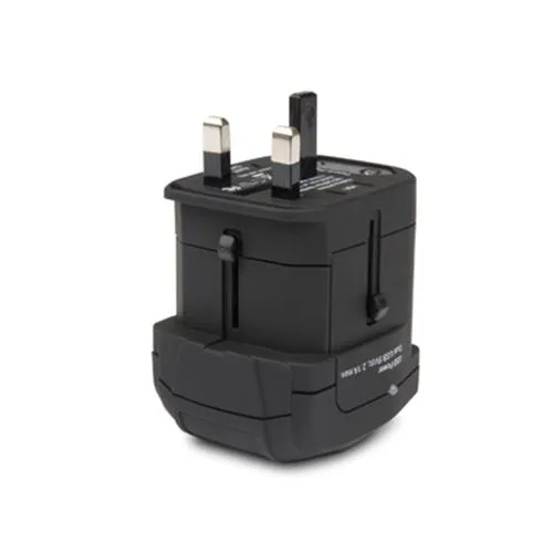 Hamlet XPW2UTRAVEL Adattatore Universale 110/230VAC 2 Uscite USB Black Garanzia Italia