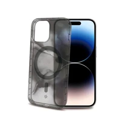 Celly Apple iPHONE 15 Pro Cover in Tpu + Policarbonato Compatibile con Magsafe Nero Trasparente