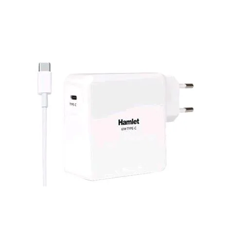 Hamlet XPWNB65TC Alimentatore per Notebook USB Type-C Power Delivery 61W Bianco