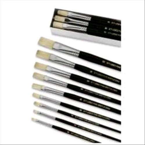 Lebez Pennelli in Pura Setola Punta a Spatola Dimensione 0 Manico in Legno Col. Nero Conf 12 Pz.