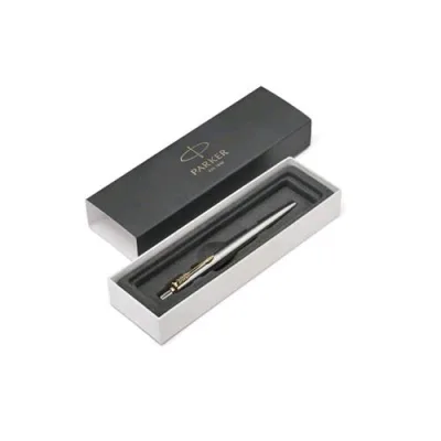 Parker Jotter Stainless Steel CT Penna a Sfera Blu Punta Tonda 1mm Puntale Dorato Conf Regalo