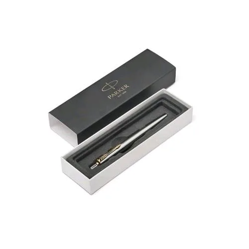 Parker Jotter Stainless Steel CT Penna a Sfera Blu Punta Tonda 1mm Puntale Dorato Conf Regalo