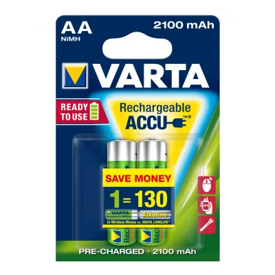 Varta Longlife Batterie Stilo Ricaricabili AA 1.2V Conf 2 Pz.