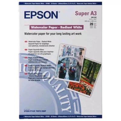 Epson Acquerello Carta Fotografica A3+ 190 G/MQ 20 Fogli