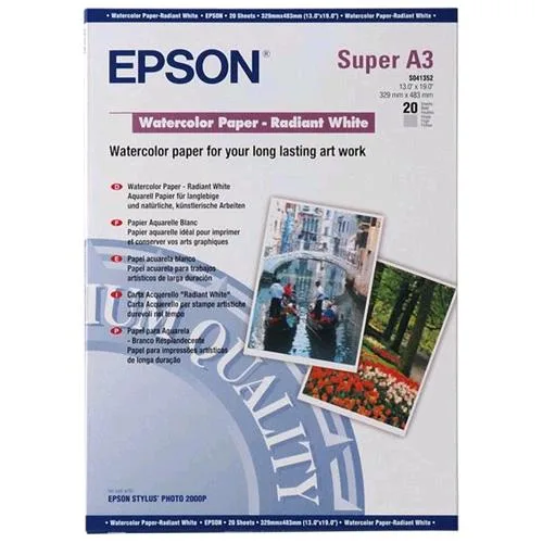 Epson Acquerello Carta Fotografica A3+ 190 G/MQ 20 Fogli