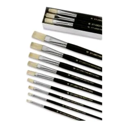 Lebez Pennelli in Pura Setola Punta a Spatola Dimensione 12 Manico in Legno Col. Nero Conf 12 Pz.