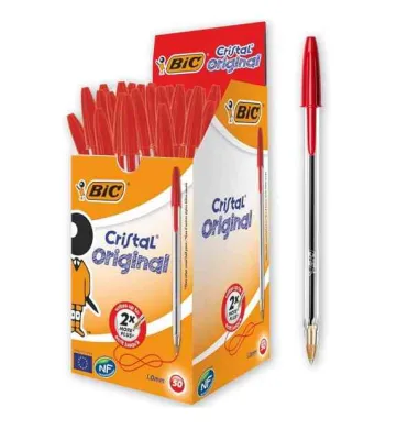 BIC Cristal Penna a Sfera Punta Media Colore Rosso Conf. 50 Pz.