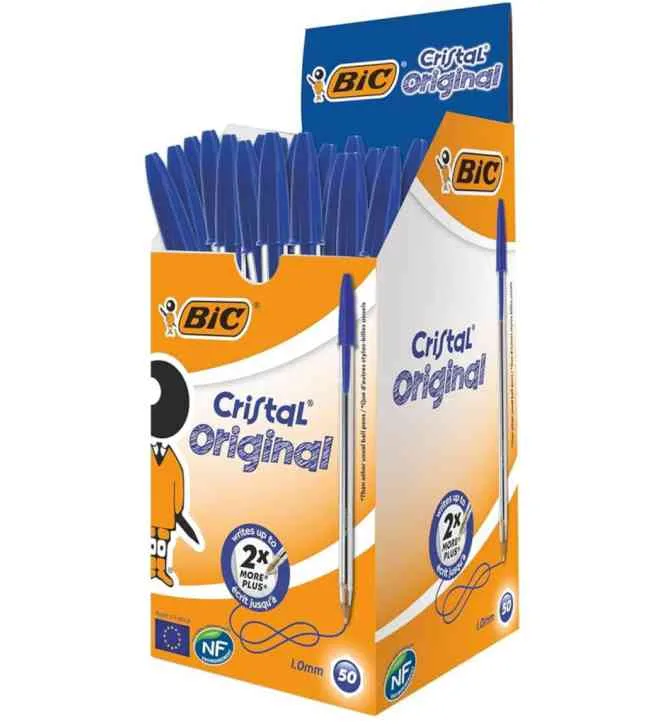BIC Cristal Penna a Sfera Punta Media Colore Blu Conf. 50 Pz.