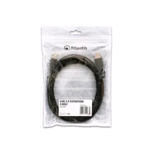 Atlantis Land Atlantis Cavo Prolunga USB-2.0 Tipo a Maschio/Femmina 3 m Nero