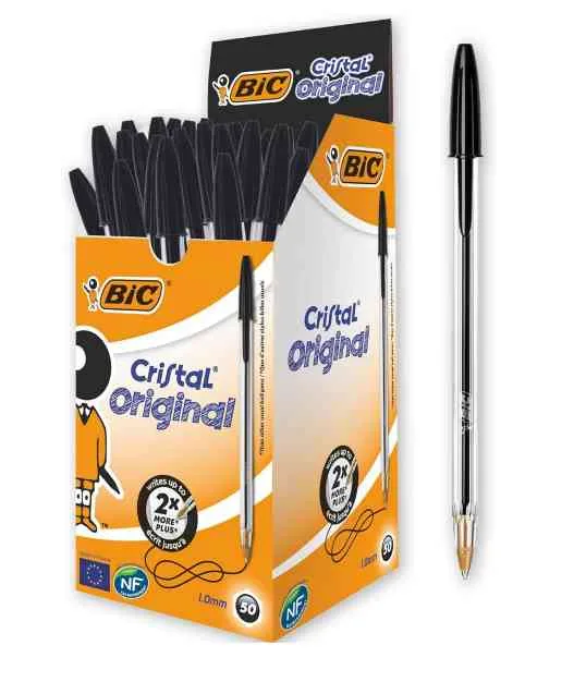 BIC Cristal Penna a Sfera Punta Media Colore Nero Conf. 50 Pz.