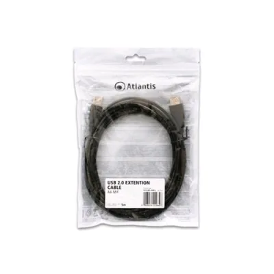 Atlantis Land Atlantis Cavo Prolunga USB-2.0 Tipo a Maschio/Femmina 5 m Nero