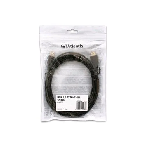 Atlantis Land Atlantis Cavo Prolunga USB-2.0 Tipo a Maschio/Femmina 5 m Nero