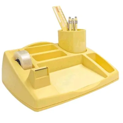 ARDA Desk Organizer da Scrivania in Plastica 238 x 198 x 80 mm Portapenne Estribile con Nastro Adesivo Giallo Pastello