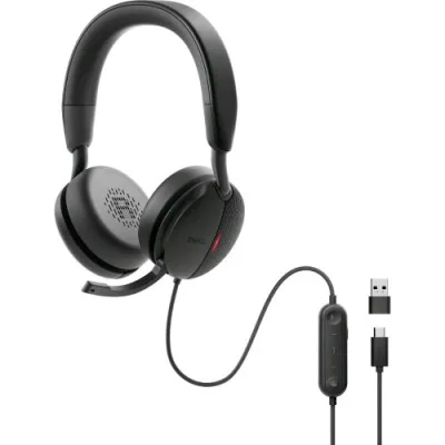 Dell WH5024 Pro Wired ANC Headset Cuffie con Microfono con Cavo ANC Cancellazione del Rumore USB-C ed USB-A Nero