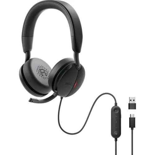 Dell WH5024 Pro Wired ANC Headset Cuffie con Microfono con Cavo ANC Cancellazione del Rumore USB-C ed USB-A Nero