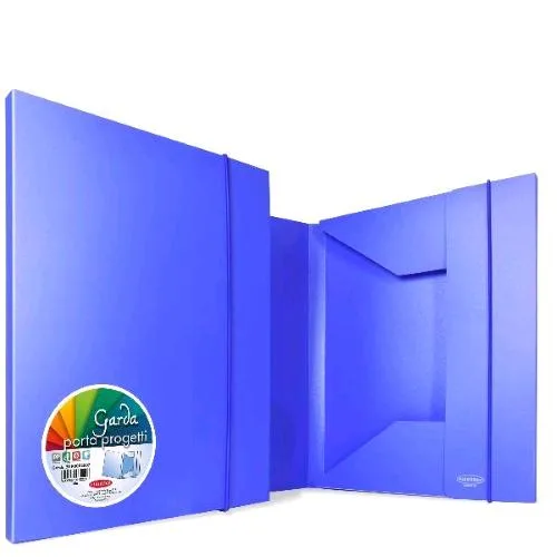 Plastibor Garda 40 Cartelle con Elastico in PP 3 Lembi 265X350 mm Dorso 4 cm Blu