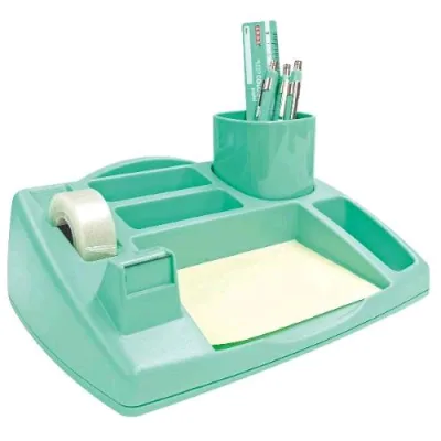 ARDA Desk Organizer da Scrivania in Plastica 238 x 198 x 80 mm Portapenne Estribile con Nastro Adesivo Verde Pastello